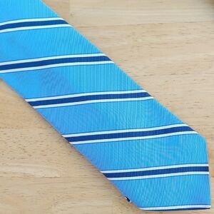 BREUER Classic Blue with Navy and Cream Striped Tie for Men